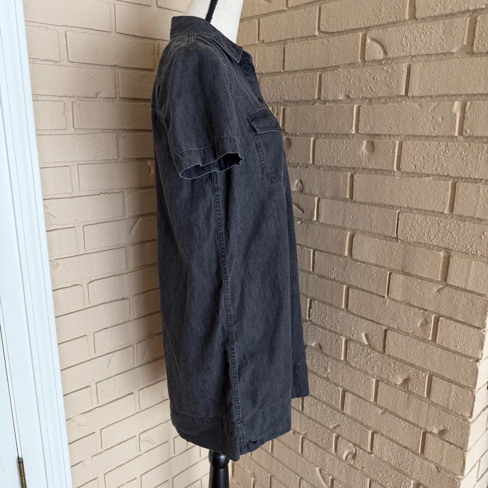 Madewell Denim Short-Sleeve Popover Shirtdress in Charcoal Beach Casual Small S - Picture 3 of 8